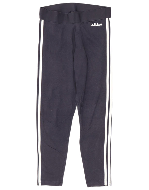 Adidas Womens Crop Leggings UK 12/14 Medium Navy Blue Cotton Sports