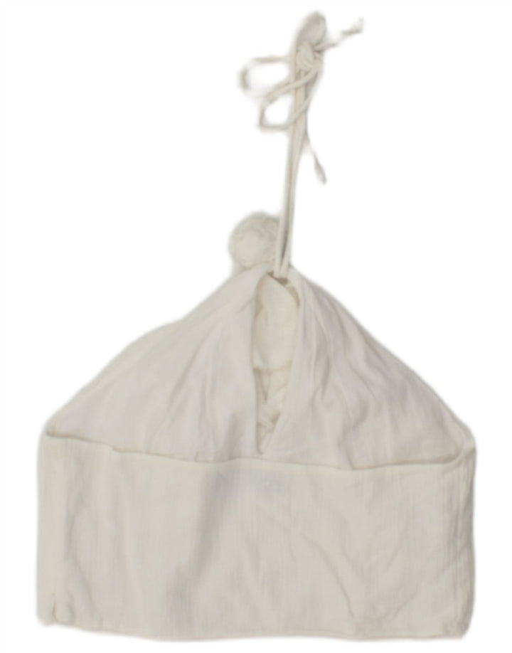 Zara Womens Halter Top UK 12 Medium White Cotton