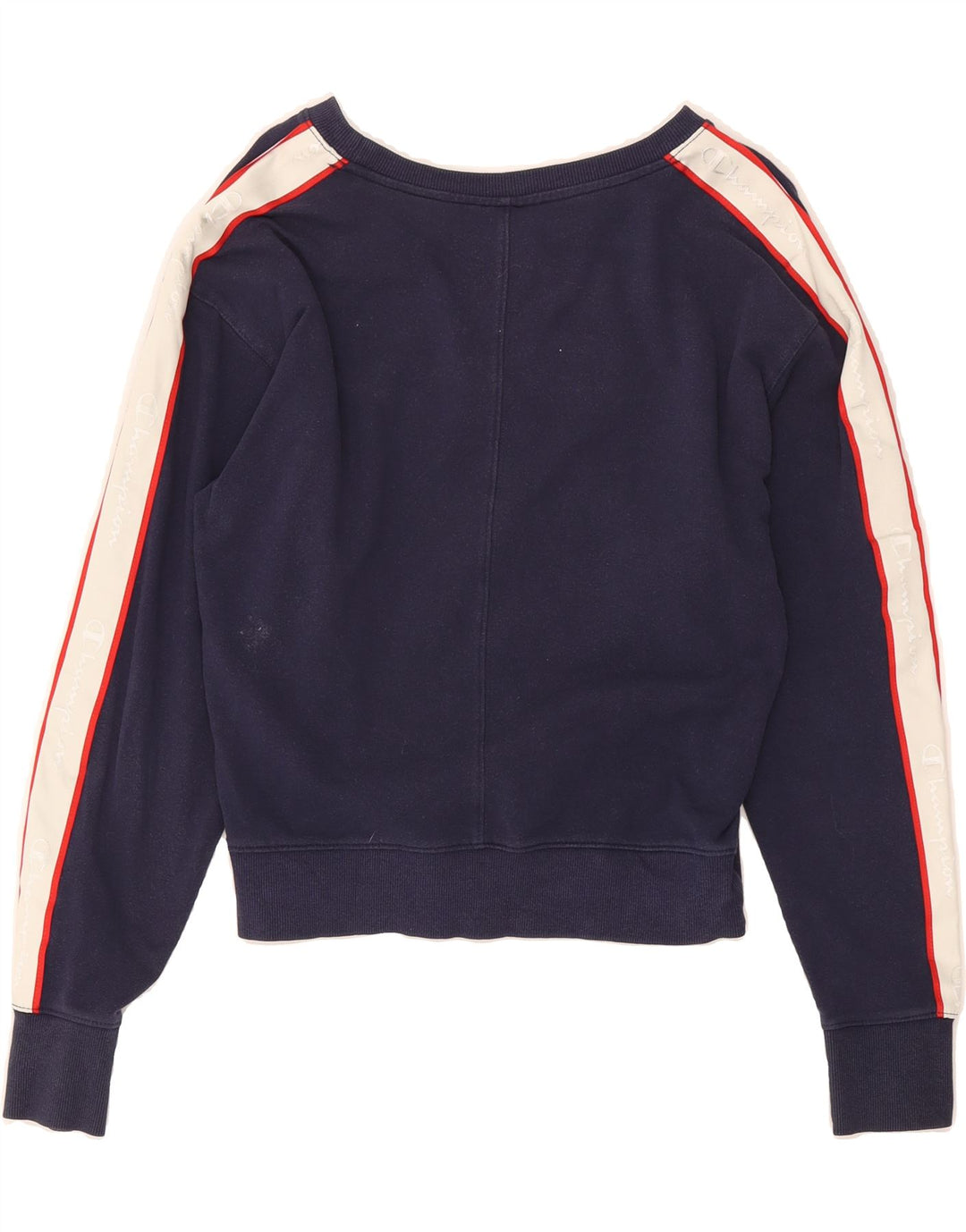 CHAMPION Womens Crop Oversized Sweatshirt Jumper UK 10 Small Navy Blue Vintage Champion and Second-Hand Champion from Messina Hembry 