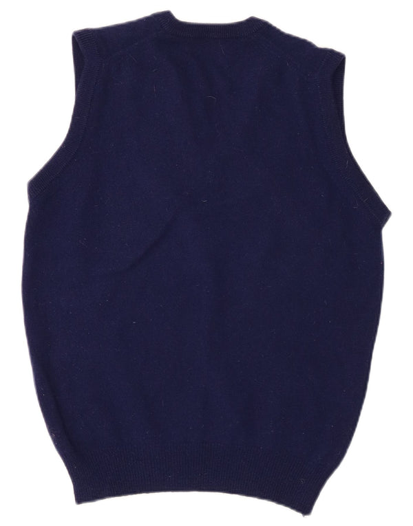 Lyle & Scott Mens Vest Tank Top Small Navy Blue Lambswool