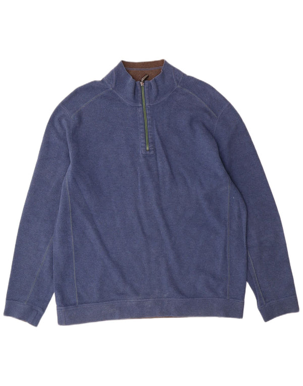 Tommy Bahama Mens Zip Neck Sweatshirt Jumper Large Blue