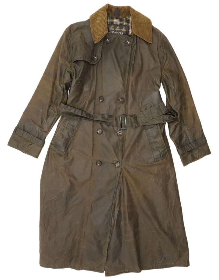 BARBOUR Womens Waxed Cotton Trench Coat EU 34 XS Khaki Cotton Classic