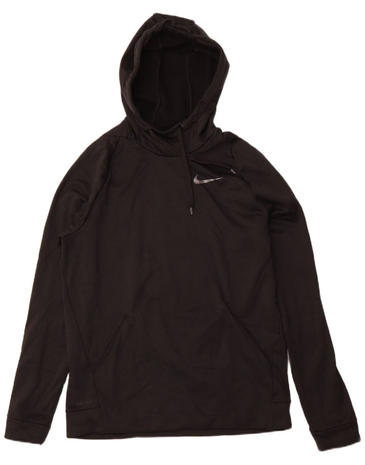 NIKE Mens Dri Fit Hoodie Jumper Medium Black Polyester