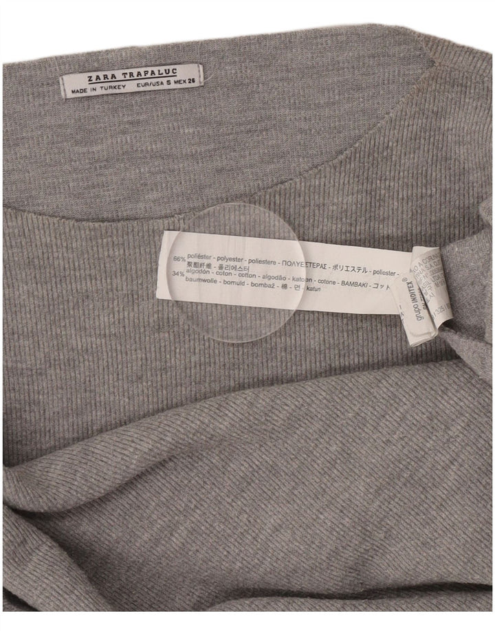 Zara Womens Trafaluc Oversized Top Long Sleeve UK 10 Small Grey Polyester