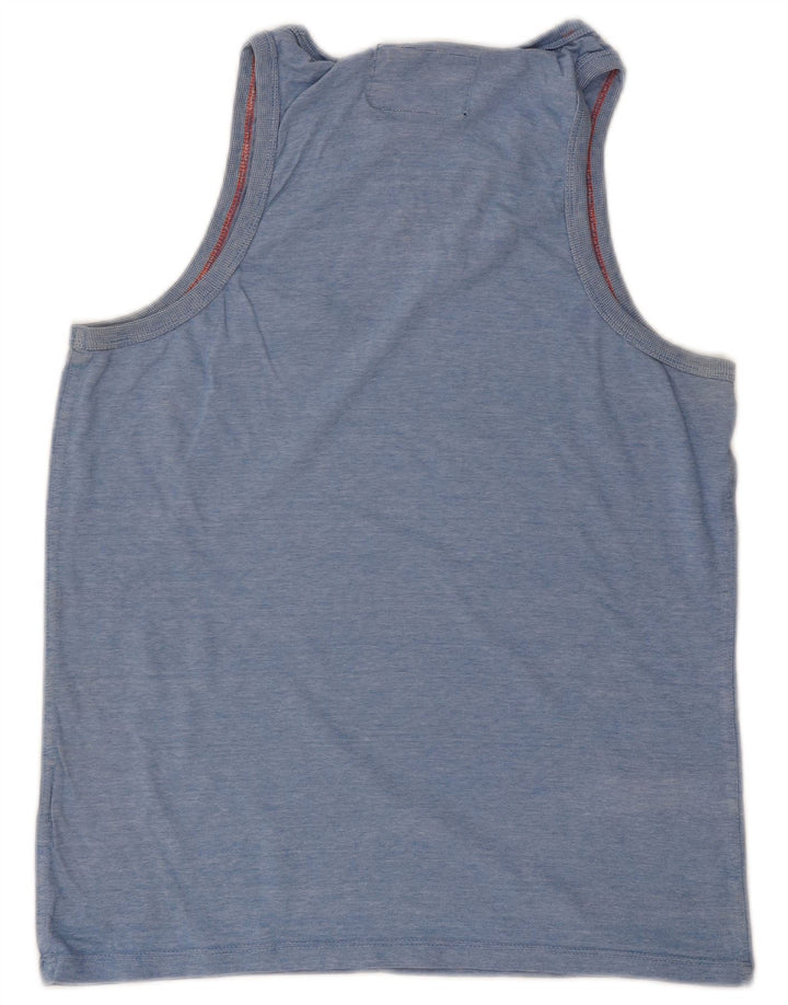 SUPERDRY Mens Vest Top Medium Blue Pinstripe Cotton