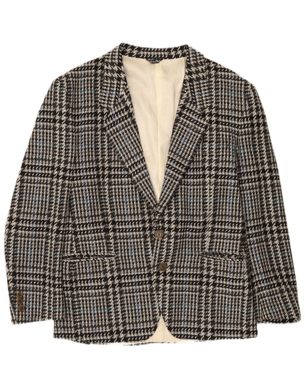 Tiglio Mens 2 Button Blazer Jacket IT 50 Large Grey Houndstooth Virgin Wool