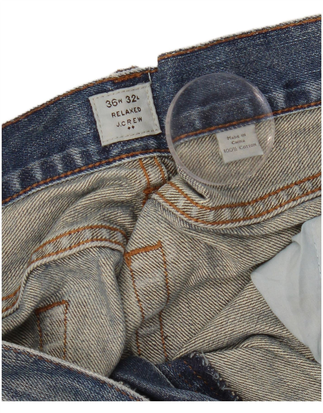 J. Crew Mens Relaxed Fit Straight Jeans W36 L32 Blue Cotton