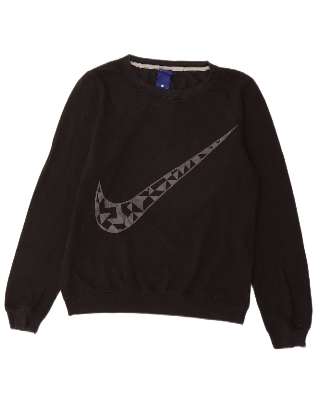 NIKE Womens Graphic Sweatshirt Jumper UK 14 Medium Black Cotton