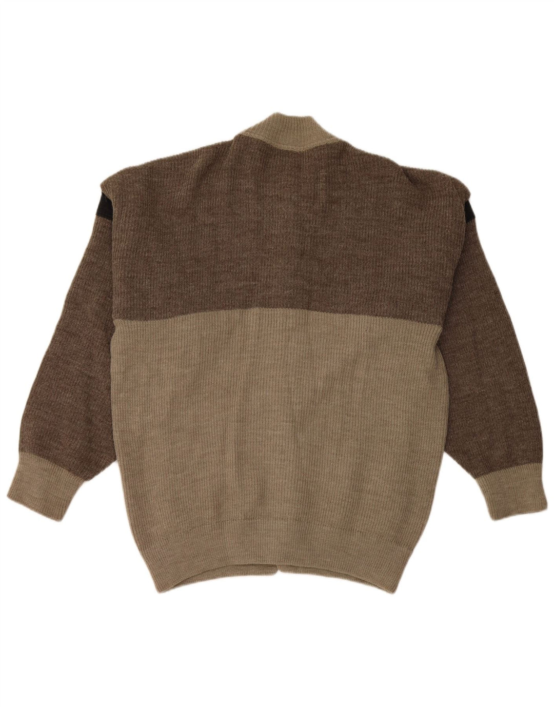 Vintage Mens Cardigan Sweater Large Grey Colourblock