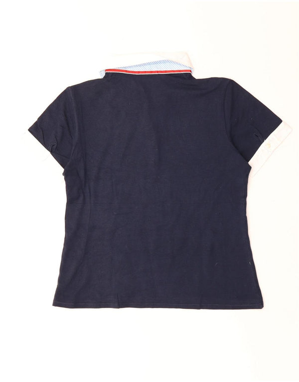 Paul & Shark Womens Yachting Rugby Polo Shirt UK 18 XL Navy Blue Cotton