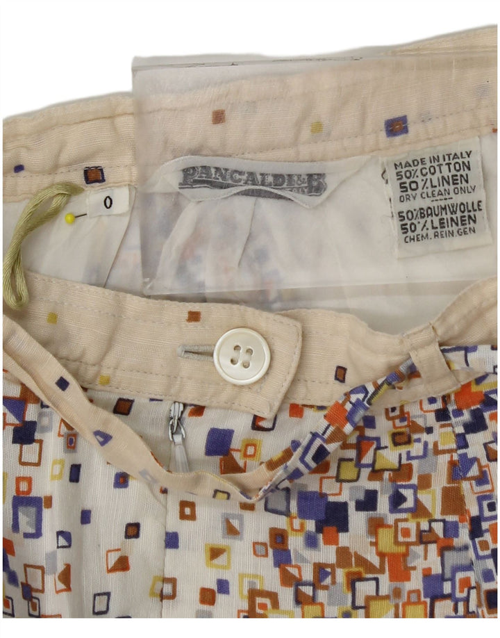 PANCALDI & B Womens 2 Piece Skirt Set UK 4 XS W24 Beige Geometric Cotton