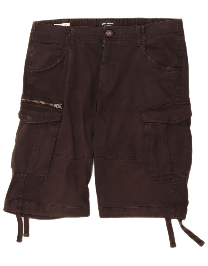 Jack & Jones Mens Cargo Shorts Medium W32  Black Cotton