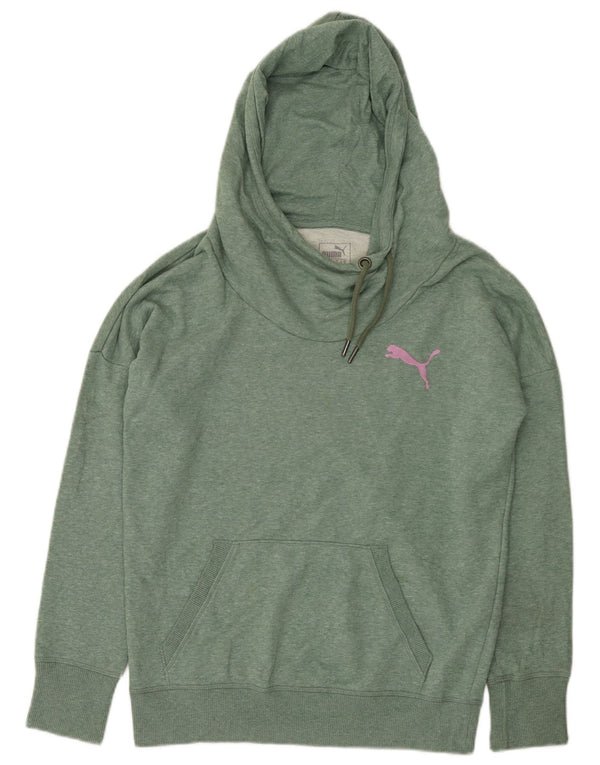 Puma Womens Hoodie Jumper UK 18 XL Green Flecked Cotton