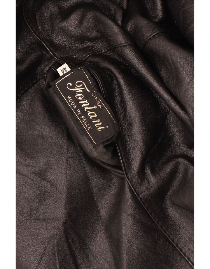 Fontani Womens Oversized Shearling Coat IT 44 Medium Brown Leather