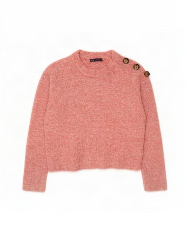 Marks & Spencer Womens Loose Fit Crew Neck Jumper Sweater UK 14 Medium Pink