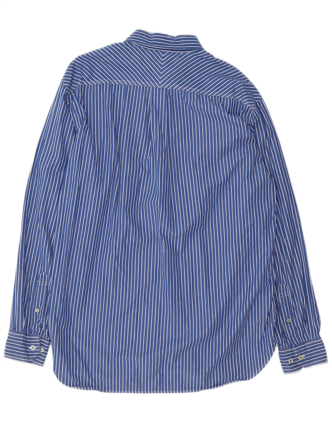 TOMMY HILFIGER Mens Shirt Large Blue Pinstripe Cotton 80s