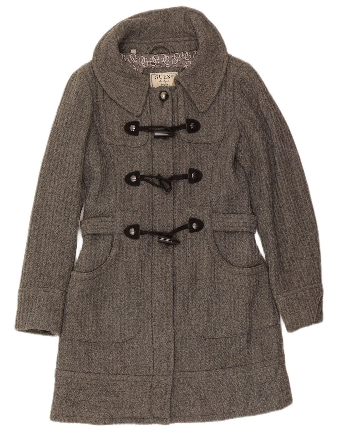 Guess Womens Duffle Coat UK 10 Small Grey Polyester