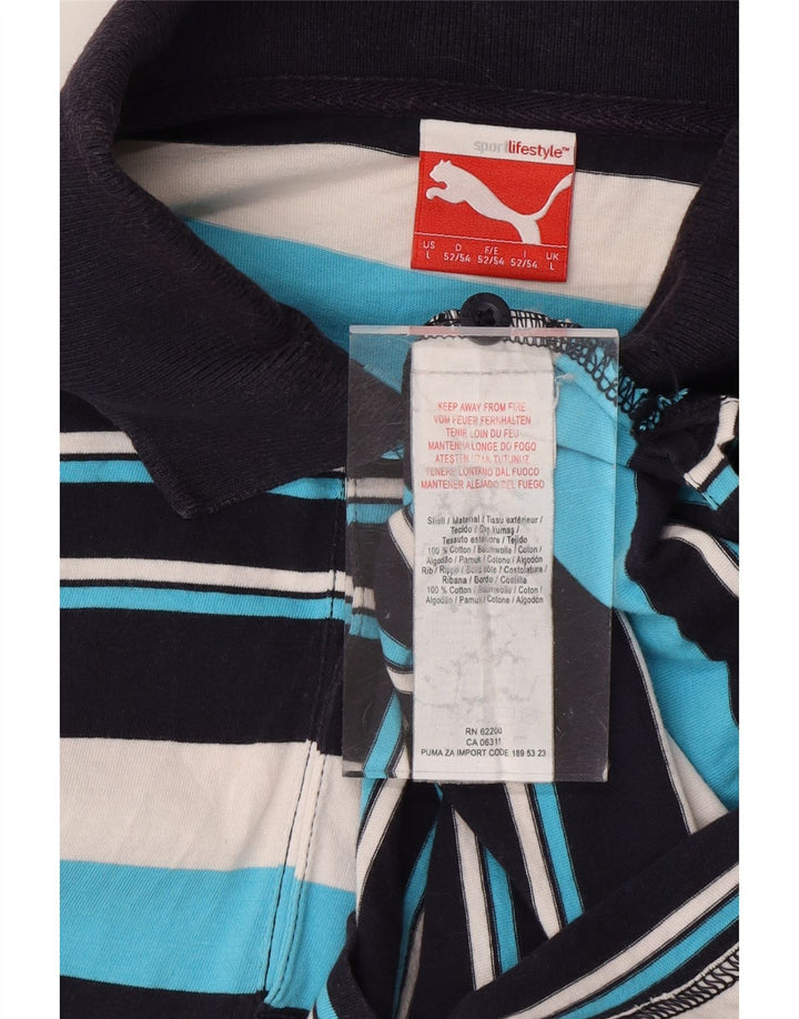 PUMA Mens Polo Shirt Large Multicoloured Striped Cotton Vintage Puma and Second-Hand Puma from Messina Hembry 