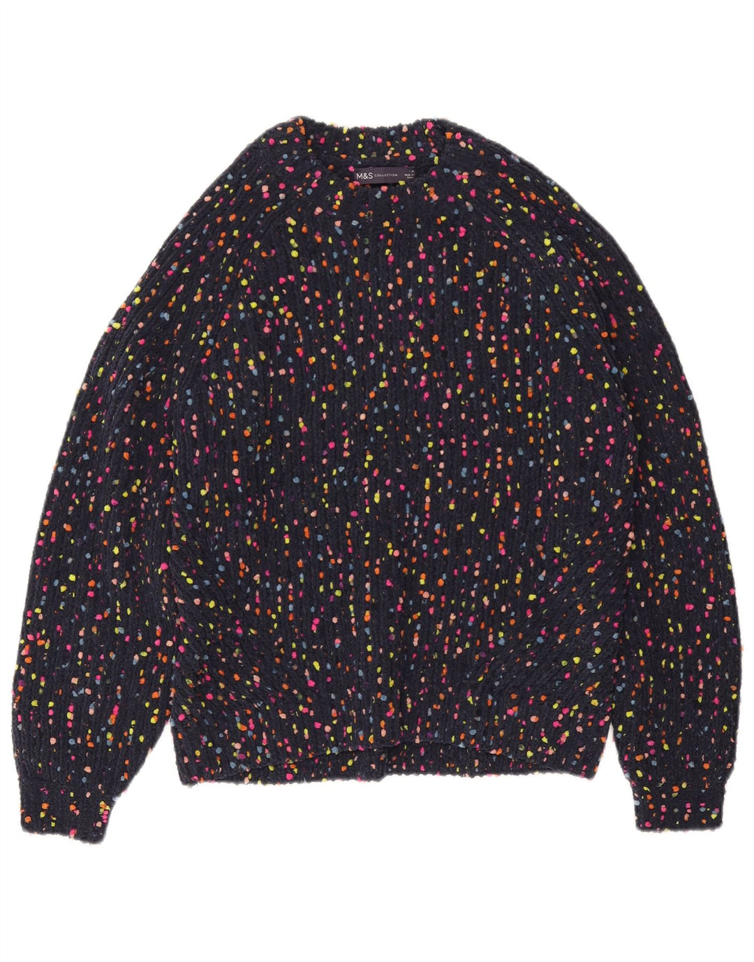 MARKS & SPENCER Womens Crew Neck Jumper Sweater UK 12 Medium Navy Blue