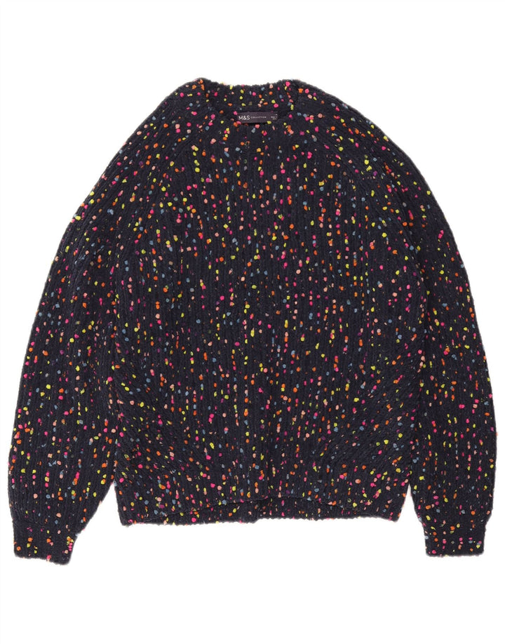 MARKS & SPENCER Womens Crew Neck Jumper Sweater UK 12 Medium Navy Blue