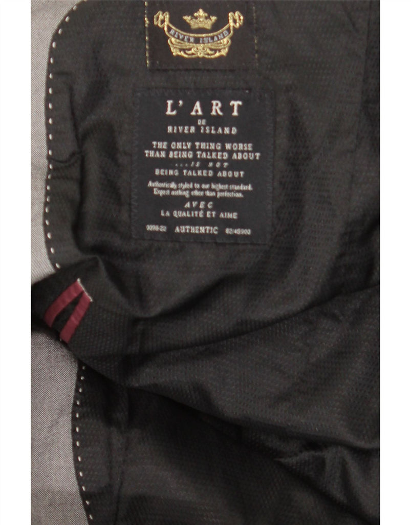 RIVER ISLAND Mens 1 Button Blazer Jacket UK 42 XL Grey Wool Vintage River Island and Second-Hand River Island from Messina Hembry 