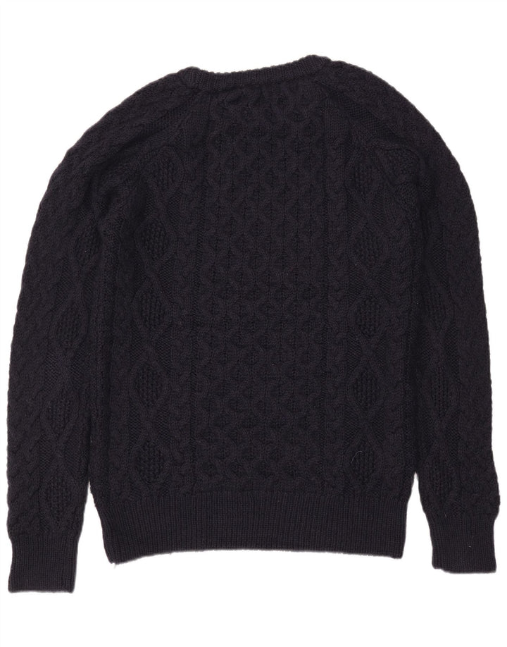 Zara Mens Boat Neck Jumper Sweater Large Navy Blue Wool
