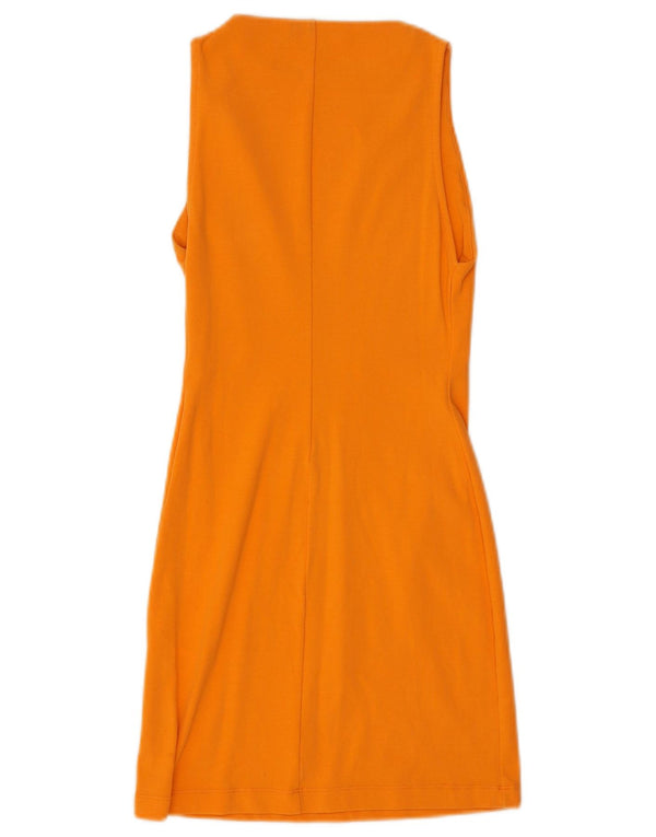 Zara Womens Sleeveless A-Line Dress UK 12 Medium Orange Cotton