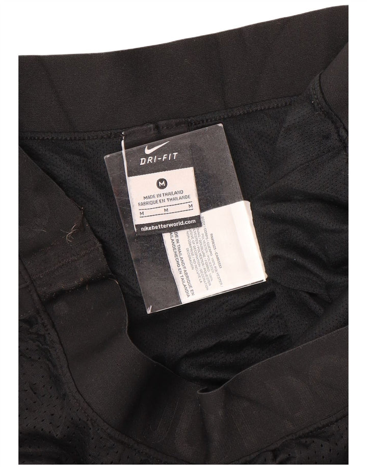 NIKE Womens Dri Fit Graphic Sport Shorts UK 14 Medium  Black Polyester