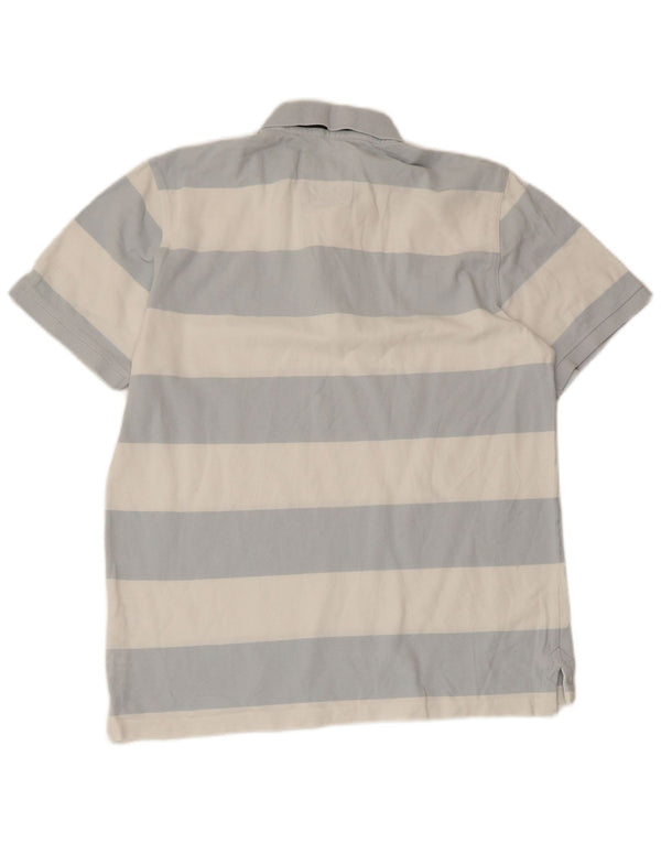 CREW CLOTHING Mens Polo Shirt Large Blue Striped Cotton