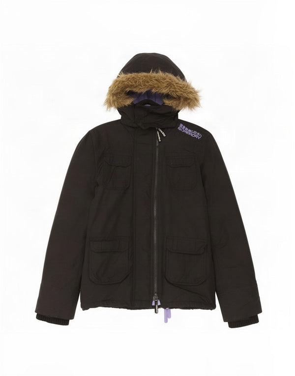 Superdry Womens The Windcheater Hooded Windbreaker Jacket UK 10 Small Black