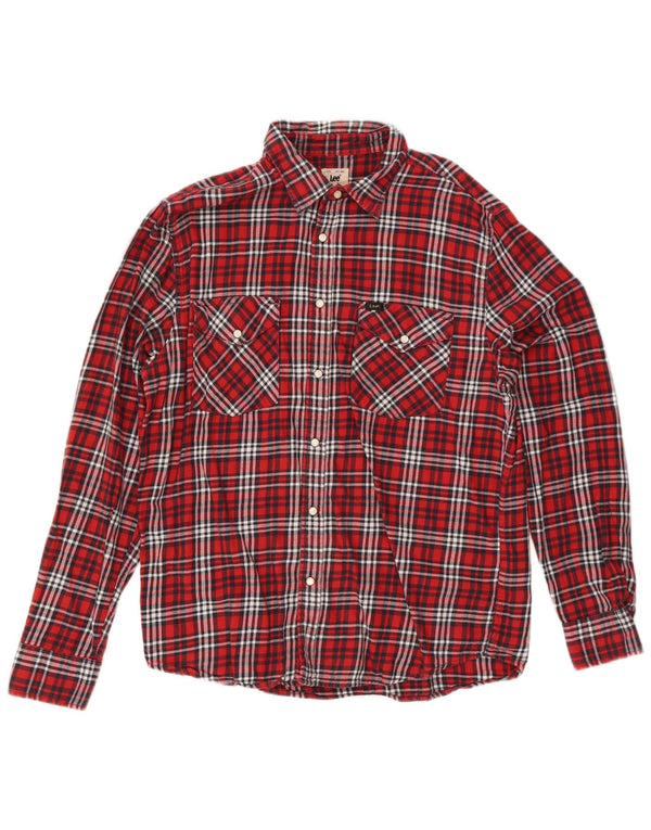 Lee Mens Flannel Shirt XL Red Check Cotton