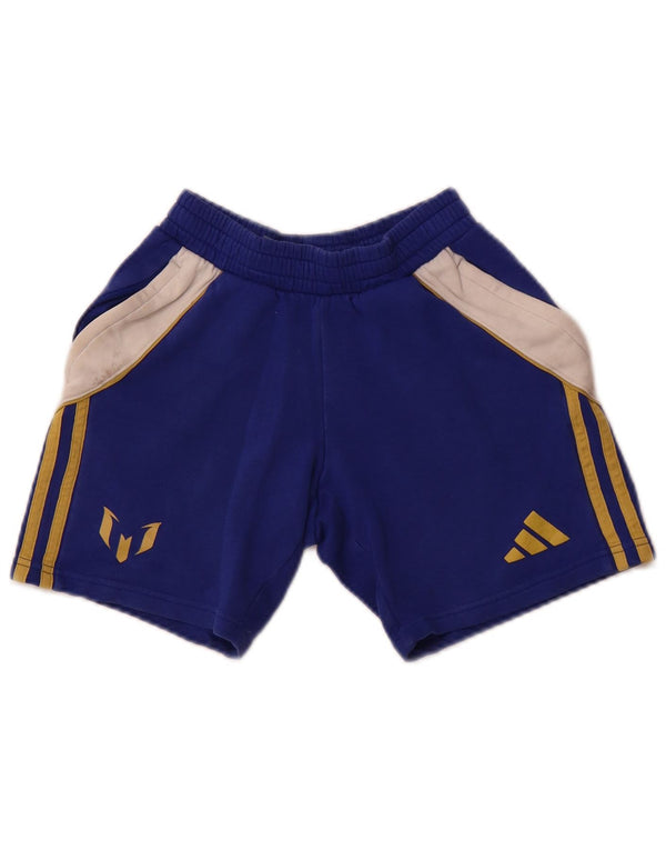 Adidas Boys MESSI Sport Shorts 9-10 Years  Blue Colourblock Cotton