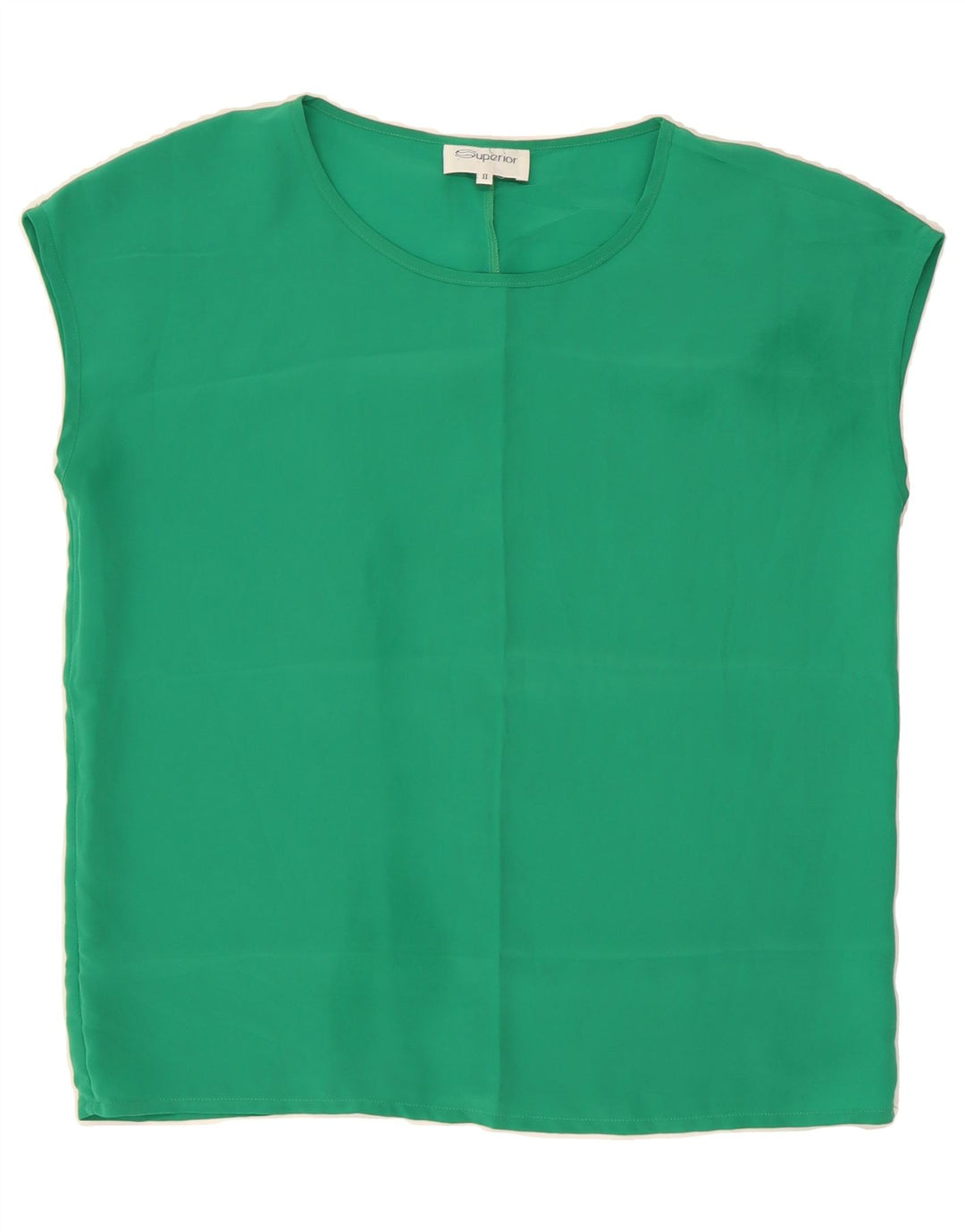 SUPERIOR Womens Sleeveless Blouse Top UK 16 Large Green Polyester Vintage Superior and Second-Hand Superior from Messina Hembry 