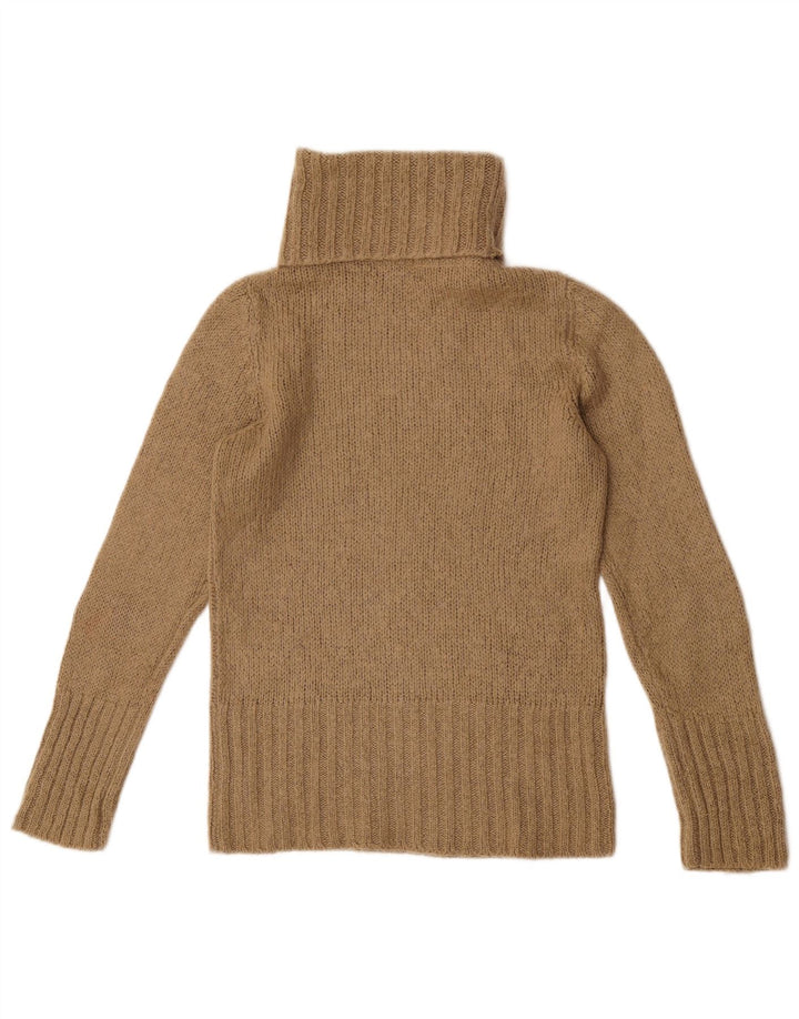 Massimo Dutti Womens Roll Neck Jumper Sweater UK 12 Medium Beige Acrylic