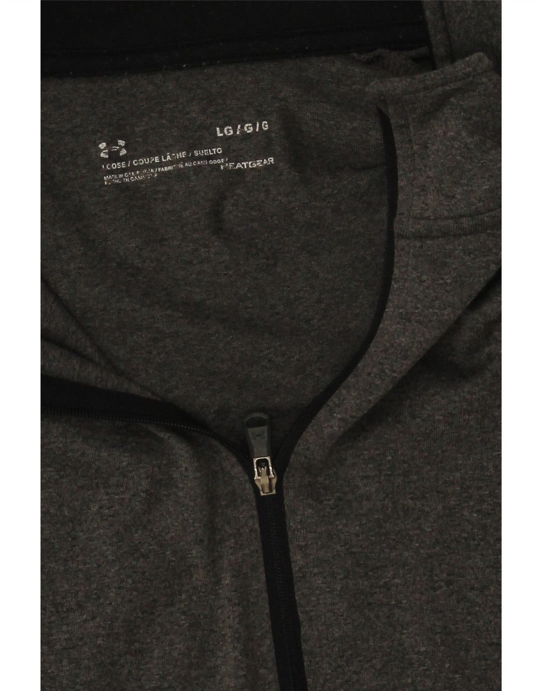 Under Armour Mens Zip Neck Pullover Tracksuit Top Large Grey Polyester