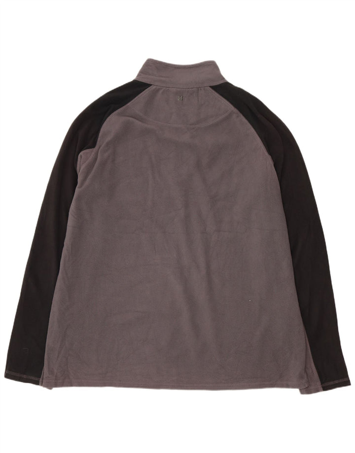 MOUNTAIN WAREHOUSE Mens Zip Neck Fleece Jumper 2XL Grey Colourblock