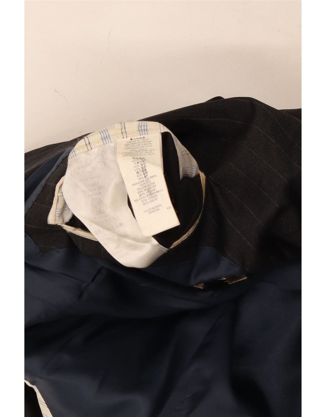 Marks & Spencer Mens 2 Button Blazer Jacket UK 42 Large Grey Pinstripe Wool