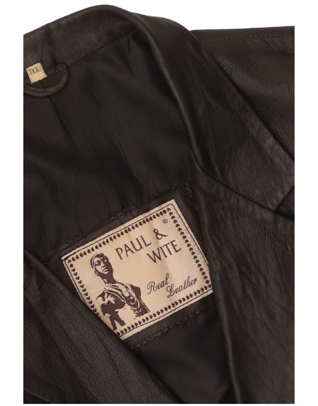 Paul & Wite Mens Leather Jacket UK 44 2XL Black Leather