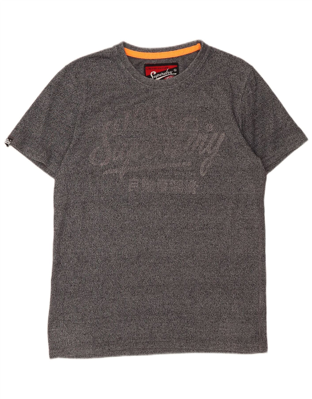 SUPERDRY Mens Graphic T-Shirt Top Medium Grey Flecked Cotton