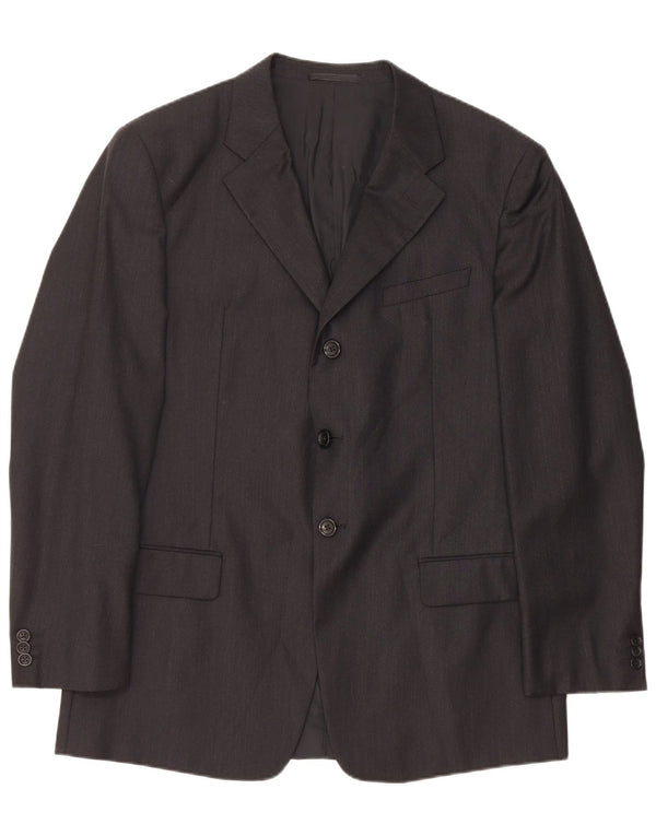 ARMANI COLLEZIONI Mens 3 Button Blazer Jacket IT 52 XL Black Wool