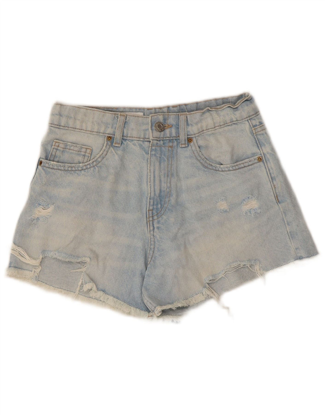 ZARA Girls Distressed Denim Shorts 13-14 Years W28 Blue Cotton
