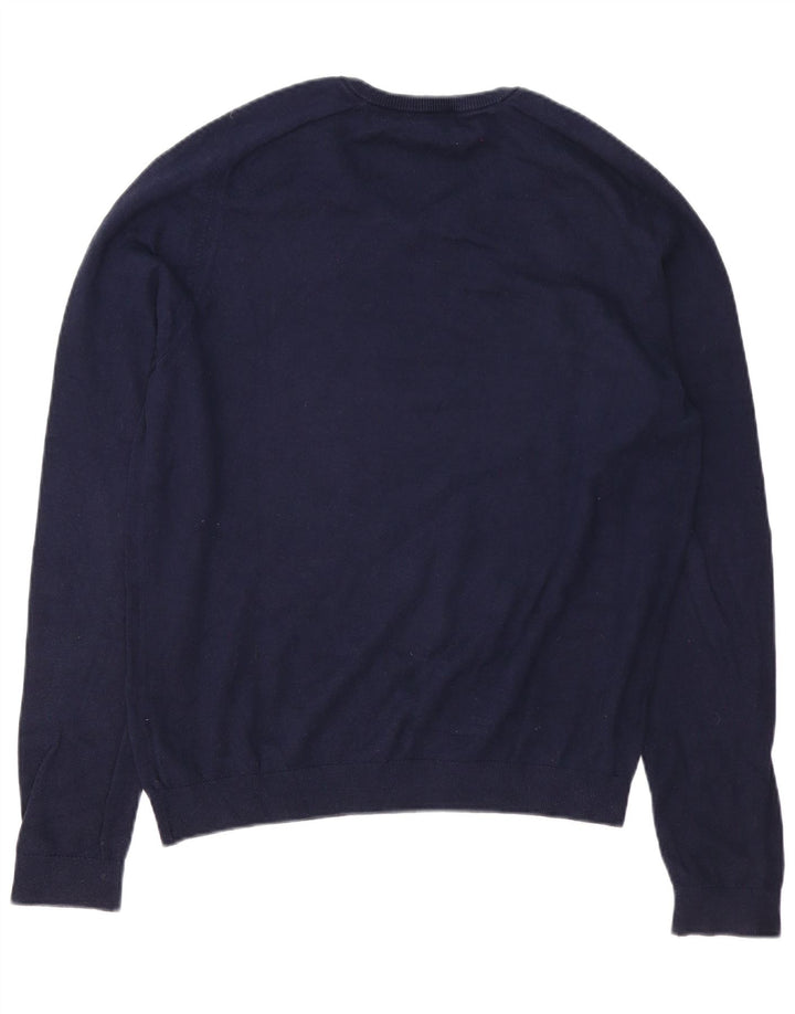 Gap Mens V-Neck Jumper Sweater Large Navy Blue Cotton