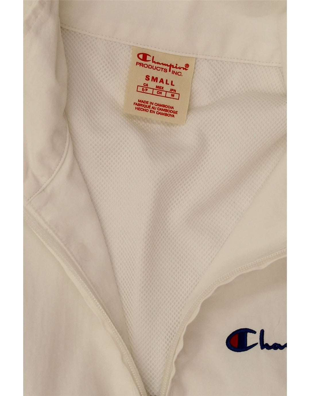 Champion Mens Pullover Tracksuit Top Jacket Small White Polyamide