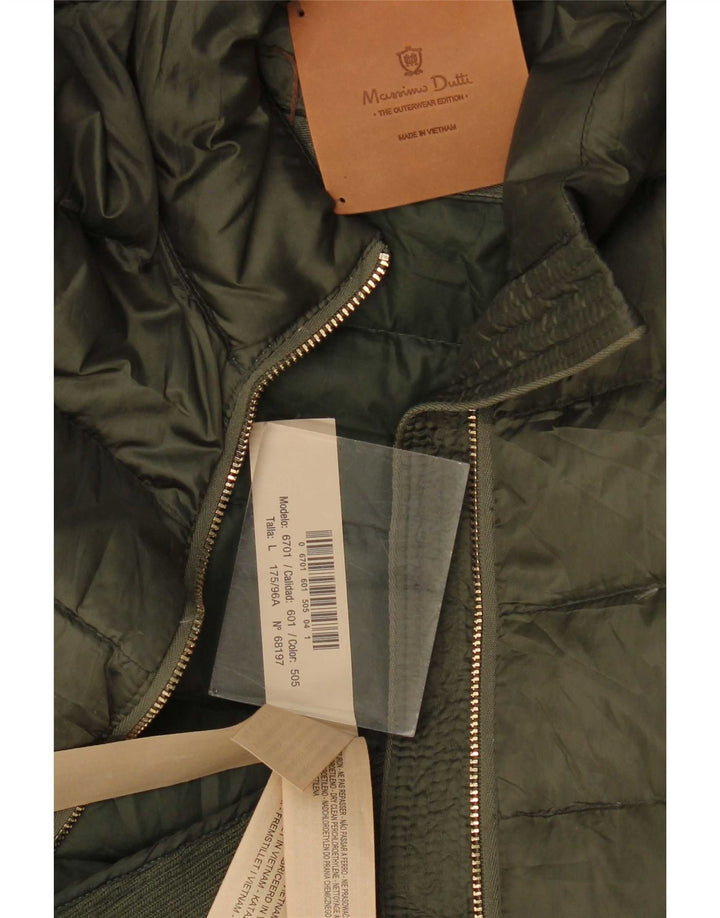 Massimo Dutti Womens Padded Jacket UK 14 Large Khaki Polyester