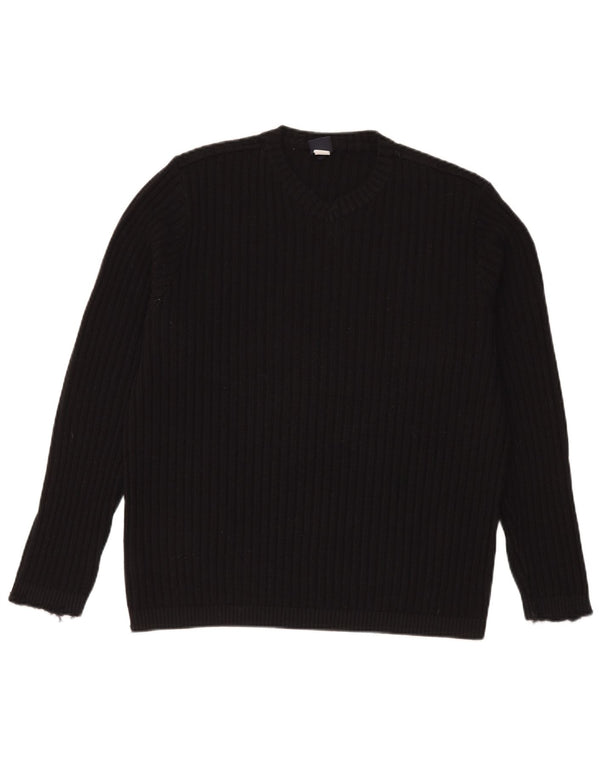 Paul & Shark Mens Yachting V-Neck Jumper Sweater XL Black Virgin Wool