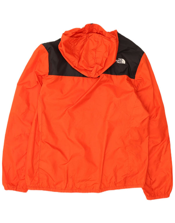 The North Face Mens Hooded Rain Jacket UK 40 Large Orange Colourblock