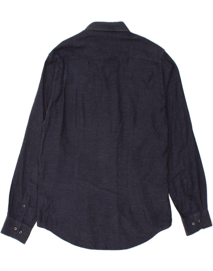 DACK'S Mens Slim Fit Shirt XL Navy Blue Cotton Vintage Dack's and Second-Hand Dack's from Messina Hembry 