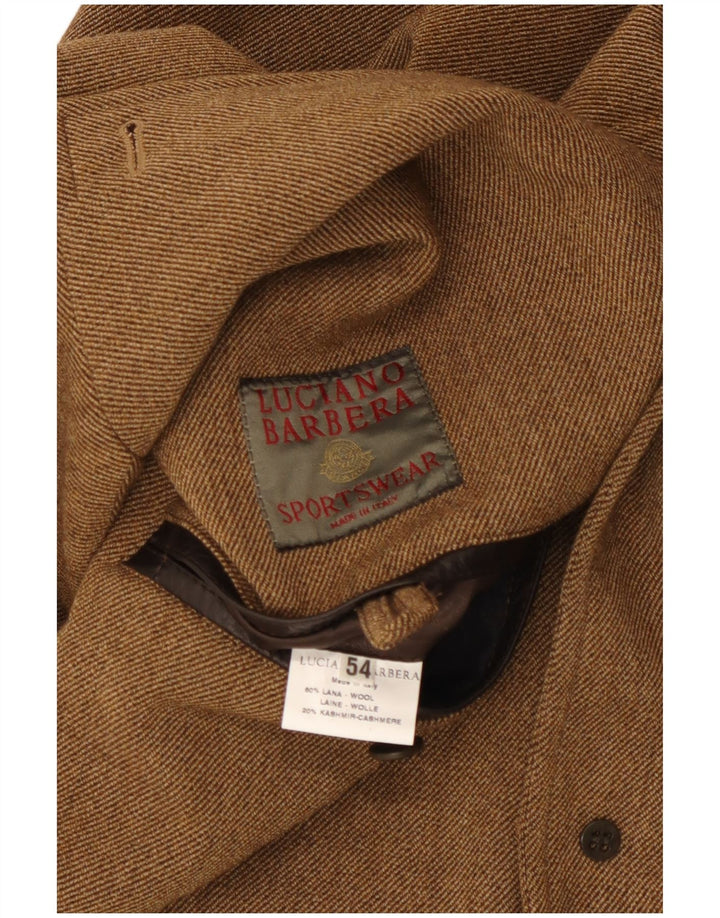 Luciano Barbera Mens 3 Button Blazer Jacket IT 54 2XL Brown Wool Classic