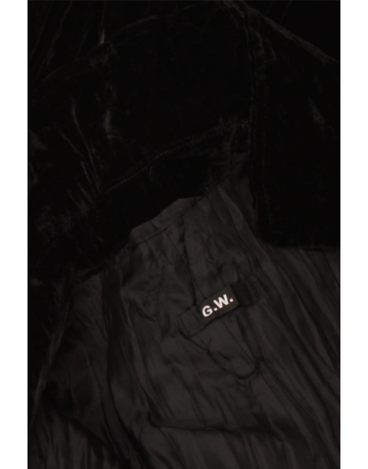 VINTAGE Womens 3 Button Velvet Blazer Jacket UK 18 XL Black Floral