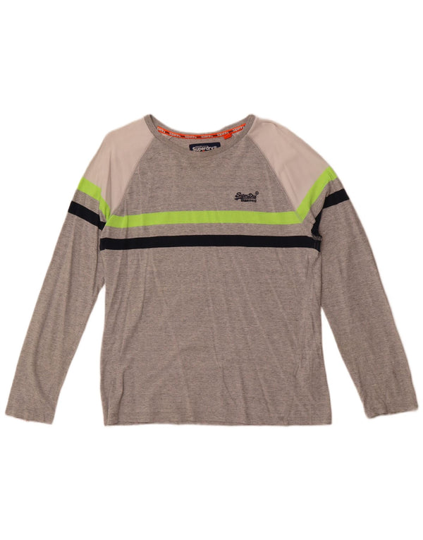 Superdry Mens Top Long Sleeve Medium Grey Colourblock Cotton